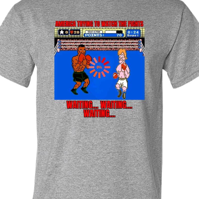 Trying to watch the fights... waiting.... waiting... waiting tshirt. Men's funny T-shirt Cotton Top Menswear casual unisex meme