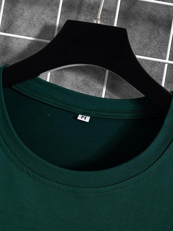 Men's Letter Print Round Neck Graphic Tee, Regular Fit Casual Drop Shoulder Short Sleeve T-shirt for Summer, Men's Top for Daily Wear