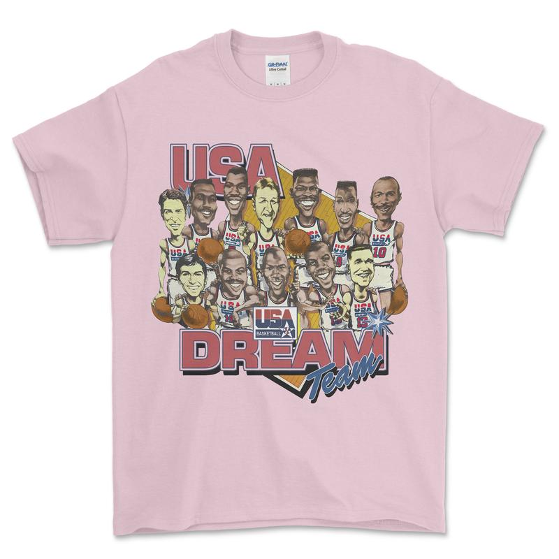 Vintage 1992 Dream Team Basketball Caricature Shirt, graphic vintage sports tees for men
