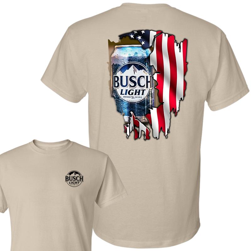 Busch Light Logo Flag T-Shirt, Summer T-Shirt, Full Color T-Shirt, Unisex T-Shirt, For Men, For Women, Gift For All