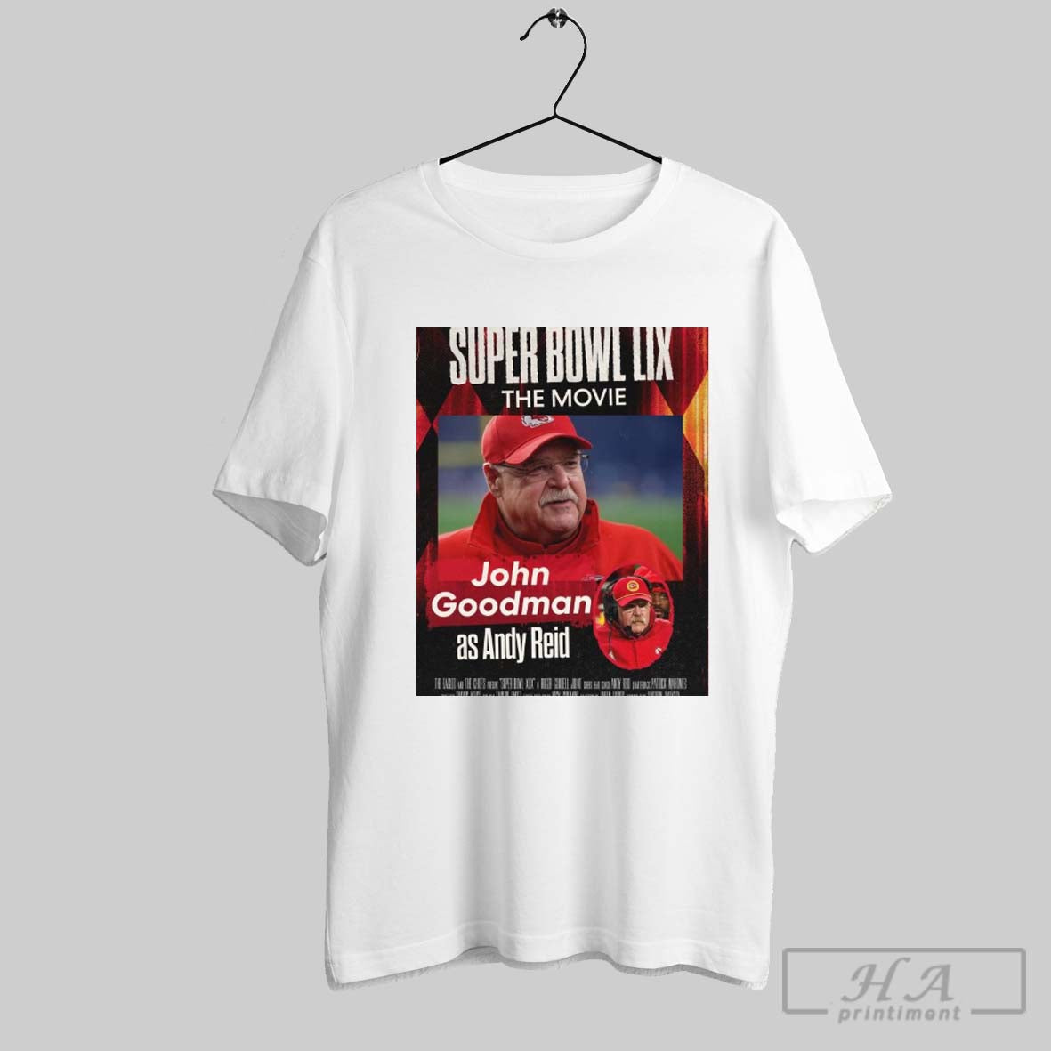 Super Bowl Lix The Movie John Goodman As Andy Reid The Eagles And The Chiefs Poster T Shirt