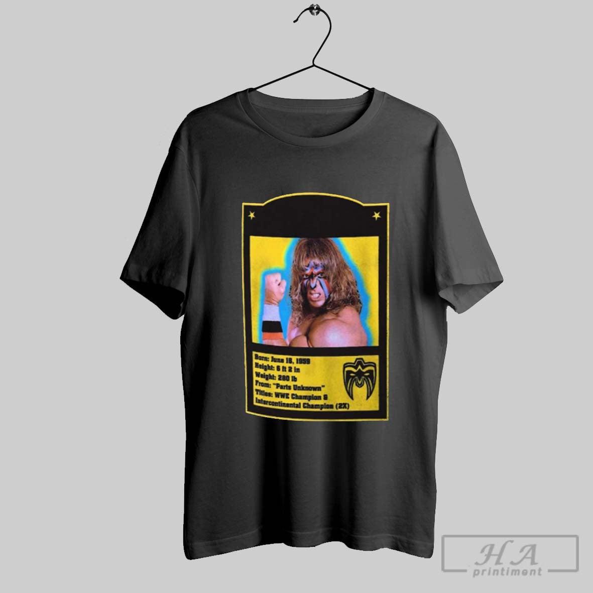 Ripple Junction The Ultimate Warrior Retro Sports Card Born June 16 1959 Wwe 2025 T Shirt