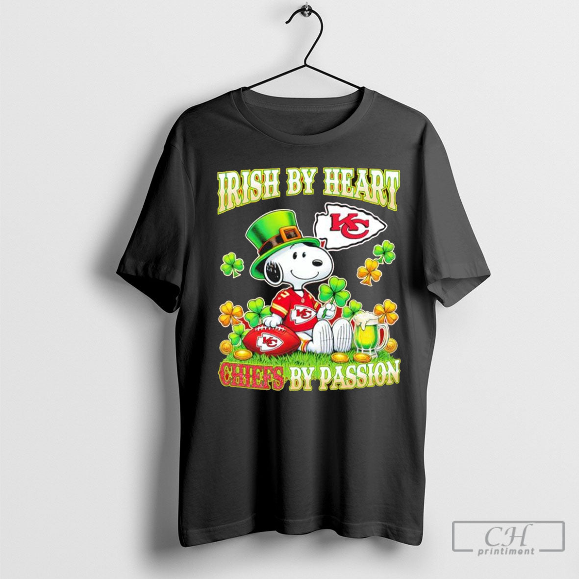Snoopy Irish By Heart Kansas City Chiefs By Passion 2025 T Shirt Sweatshirt Tee