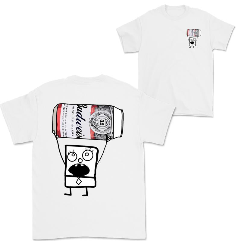 Doodlebob Budweiser 2 Sided T-Shirt, Funny Drinking T-Shirt, Summer T-Shirt, Full Color T-Shirt, Unisex T-Shirt, For Men, For Women, Gift For All Menswear Top
