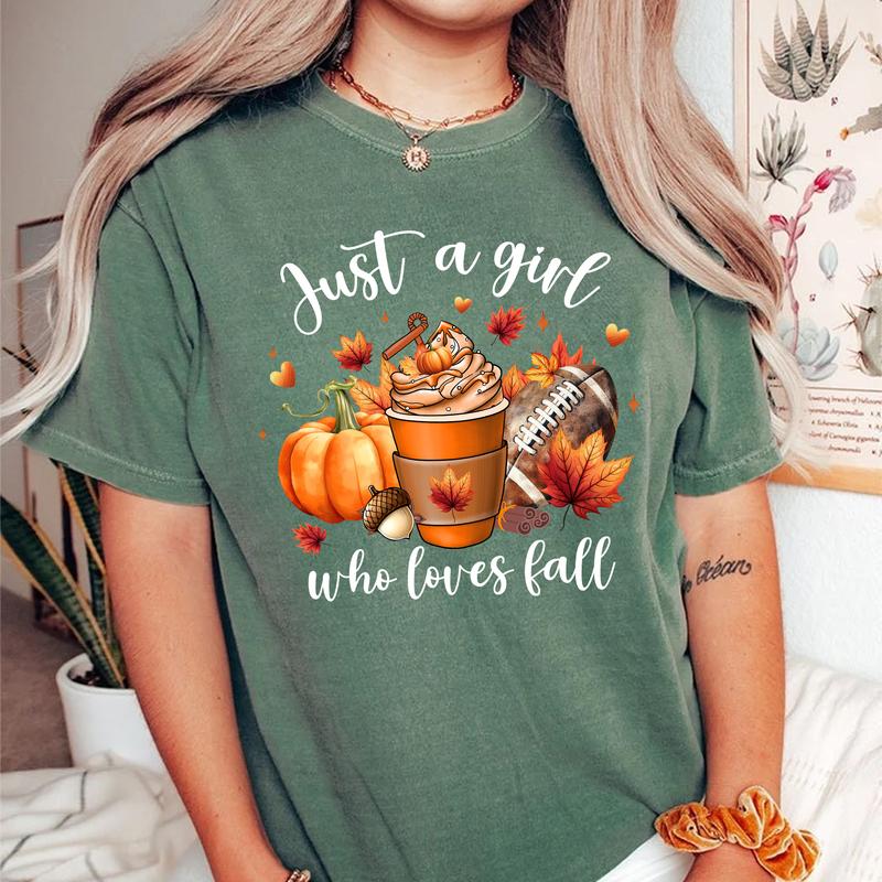 Just a Girl Who Loves Fall, Fall Autumn Shirt, Fall Graphic Tee, Thanksgiving Gift, Pumpkin Spice, Pumpkin Shirt for Women
