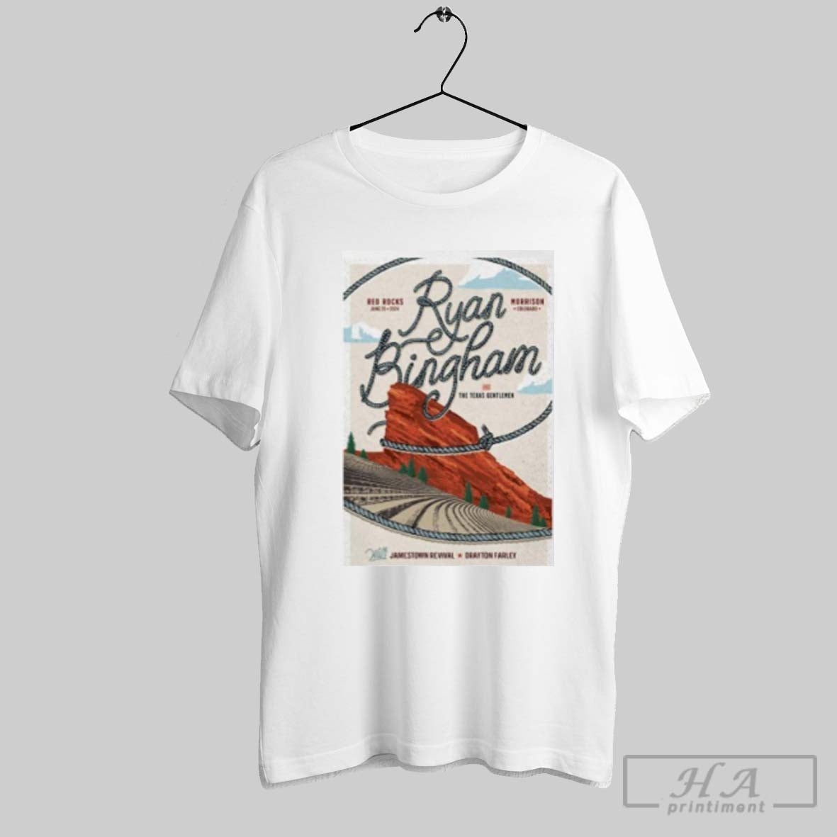 Ryan Bingham And The Texas Gentlemen With Jamestown Revival Drayton Farley Tour 2024 Red Rocks Poster Unisex Shirt