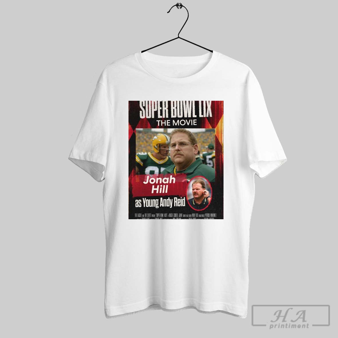 Super Bowl Lix The Movie Jonah Hill As Young Andy Reid The Eagles And The Chiefs Poster T Shirt