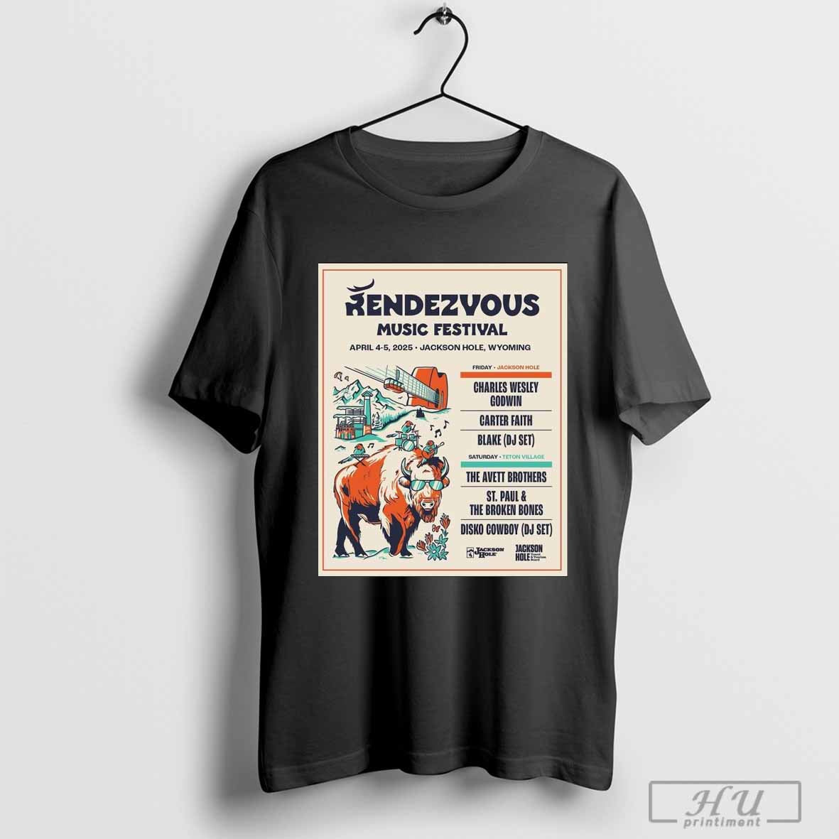 Rendezvous Music Festival April 4-5 2025 Jackson Hole Wyoming Friday Jackson Hole Saturday Teton Village Poster T-shirt
