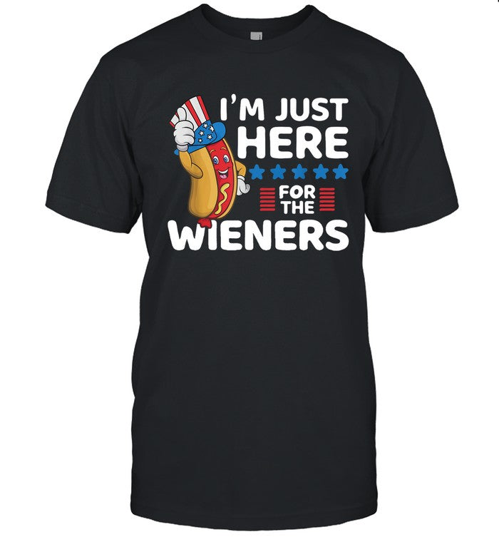 Funny Hot Dog I’m Just Here For The Wieners 4Th Of July Limited T-Shirts