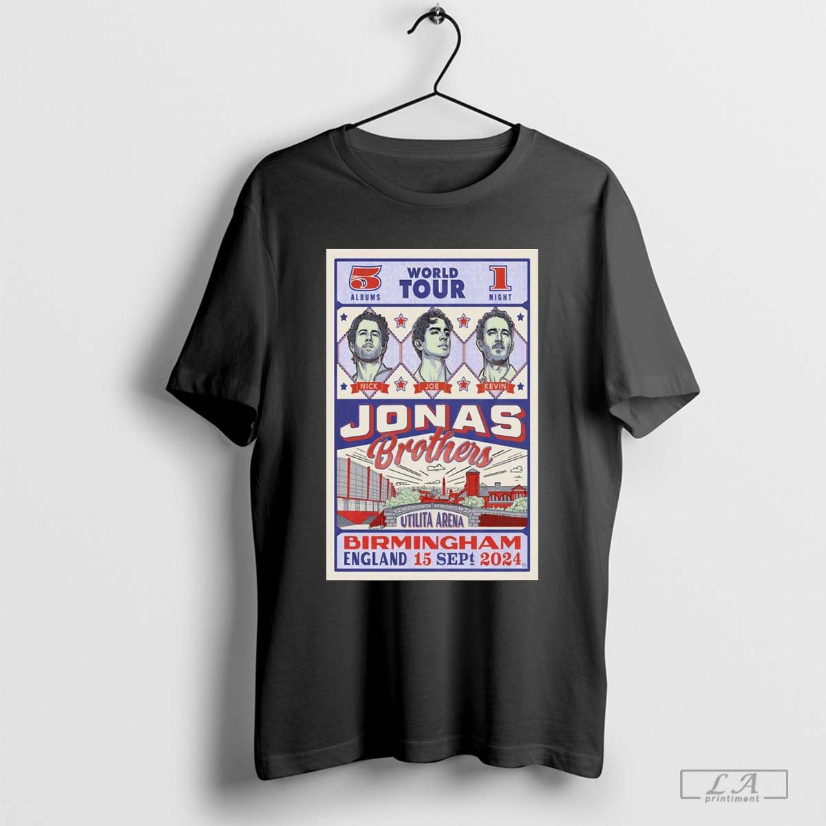 Poster Jonas Brothers Sept 15 2024 Utilita Arena Birmingham, Birmingham, England Tour t-shirt