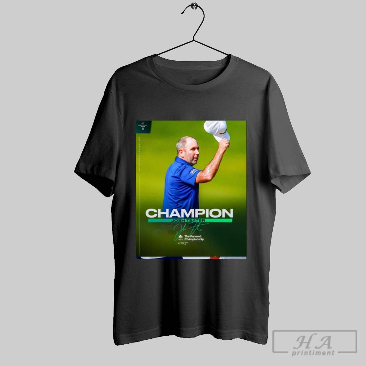 Poster Josh Teater Champion The Panama Championship Korn Ferry Tour Signature T Shirt