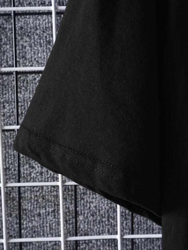 Men's Plus Size Letter Graphic Print Round Neck Tee, Regular Fit Casual Short Sleeve T-shirt, Men's Plus Size Summer Clothing for Daily Wear