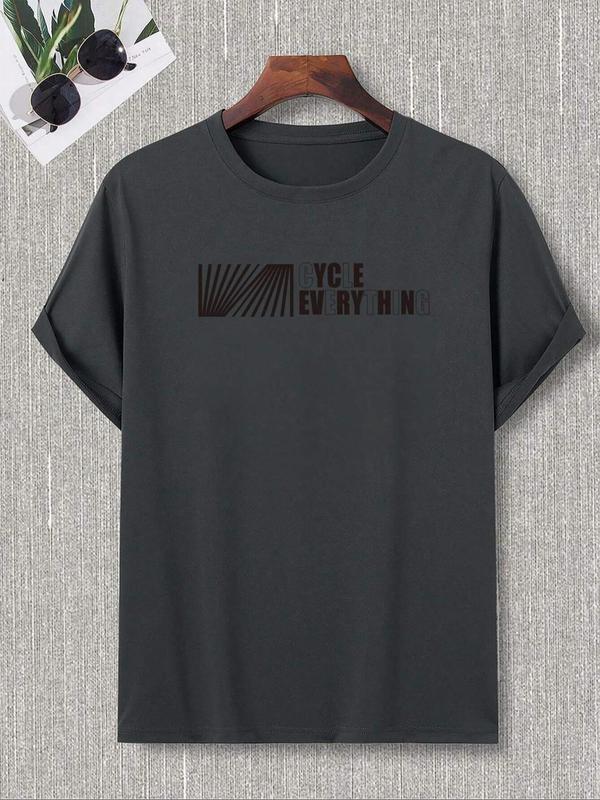 Men's Letter Print Round Neck Tee, Summer Clothes, Regular Fit Casual Short Sleeve Crew Neck T-shirt for Summer, Graphic Tees, Men's T Shirts, Summer Clothing, Fashion Men's Top for Daily Wear