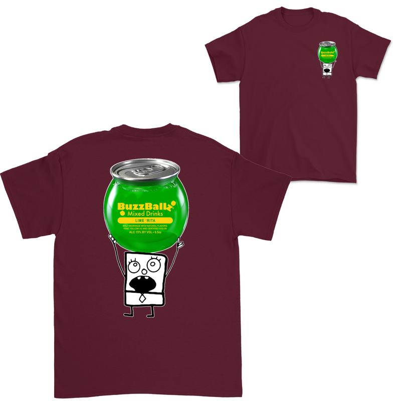 Doodlebob Buzzball 2 Sided T-Shirt, Funny Drinking T-Shirt, Summer T-Shirt, Full Color T-Shirt, Unisex T-Shirt, For Men, For Women, Gift For All Mensw