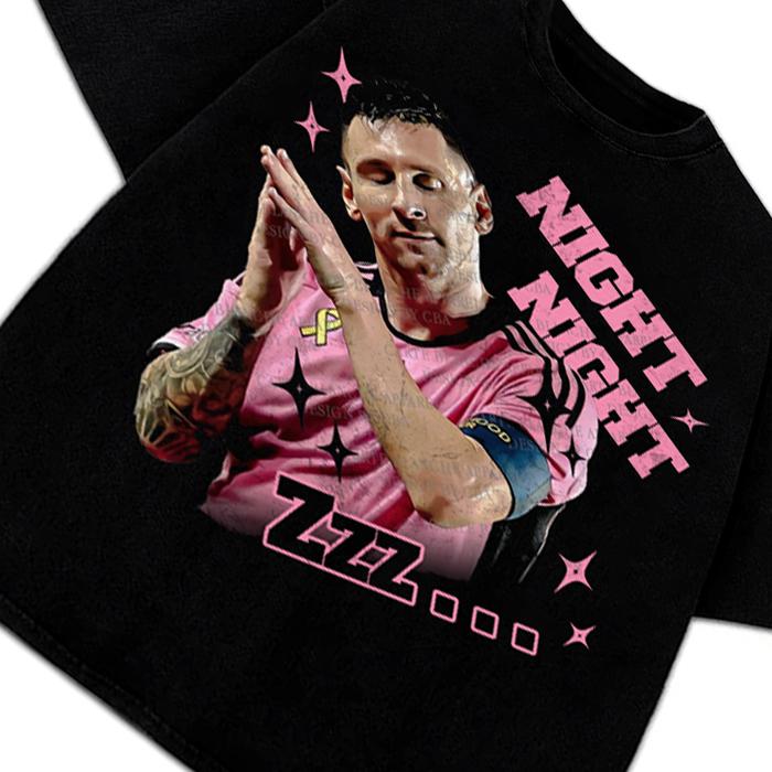 Lionel Messi Night Night Steph Curry Celebration Celly Greatest Of All Time GOAT Graphic T-Shirt Crewneck Cotton Menswear Soft