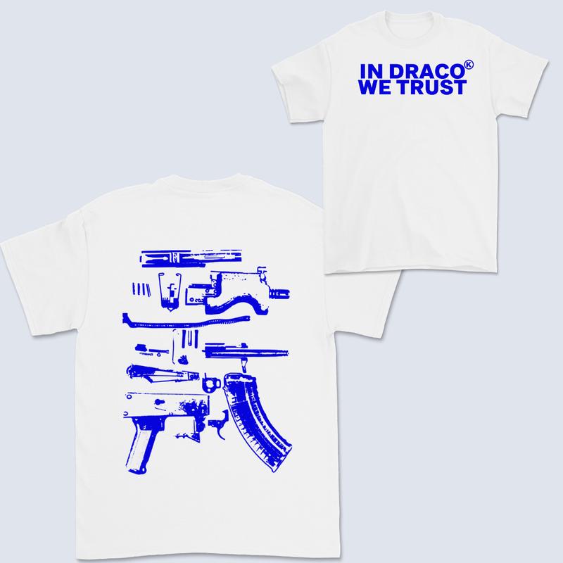 In Draco We Trust Double Sided Tee, White Color and Black Color Unisex T-Shirt