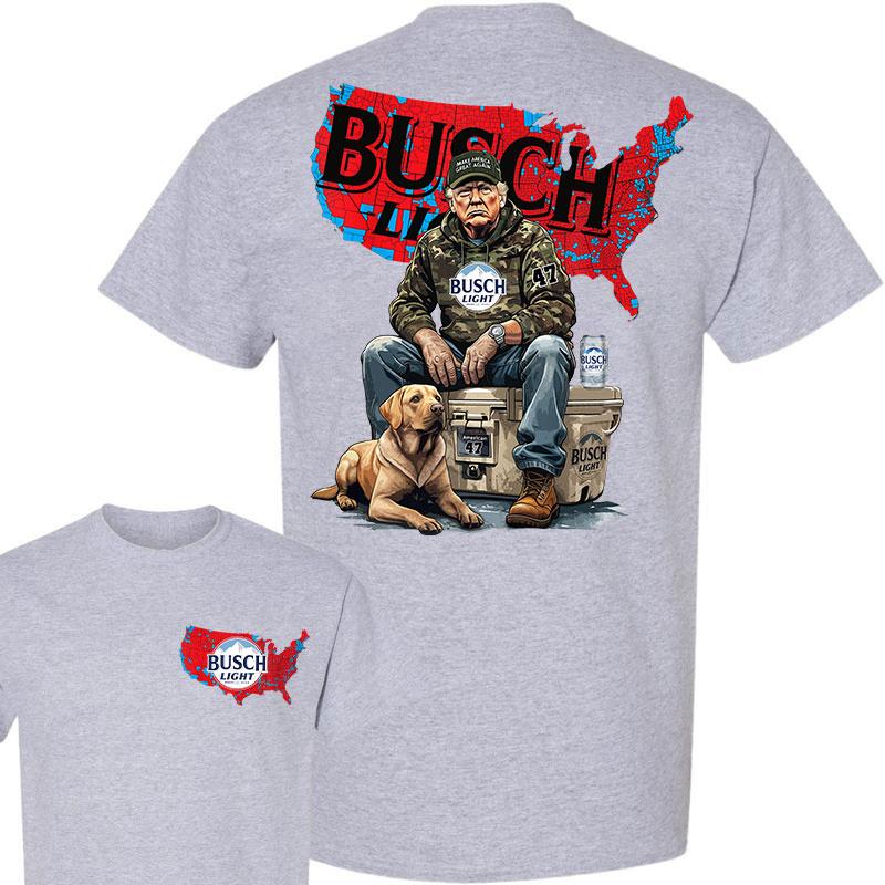 Busch Light Trump Hunting Camo Map Unisex Shirt,US Presidential Election 2024 Map Shirt, Trump won 47th president Election 2024 Shirt, Busch Light Trump With Local Boy Cotton hoodie