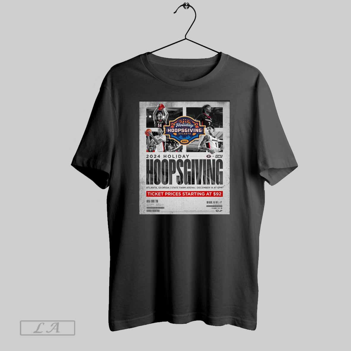 Poster Georgia Bulldogs 2024 Holiday Hoopsgiving Atlanta Georgia State Farm Arena Saturday December 14 T Shirt