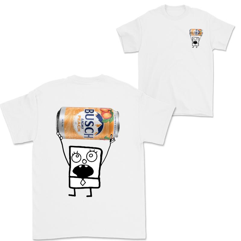 Doodlebob Busch Light Peach 2 Sided T-Shirt, Funny Drinking T-Shirt, Summer T-Shirt, Full Color T-Shirt, Unisex T-Shirt, For Men, For Women, Gift For All Menswear Top