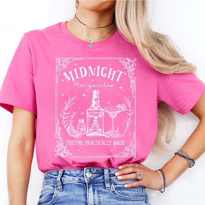 Midnight Margaritas Shirt, Witch Shirt, Spooky Season, Tequila Mystical Shirt, Basic Witch Graphic Tee, Drinking Gift, Halloween Party Casual Comfort