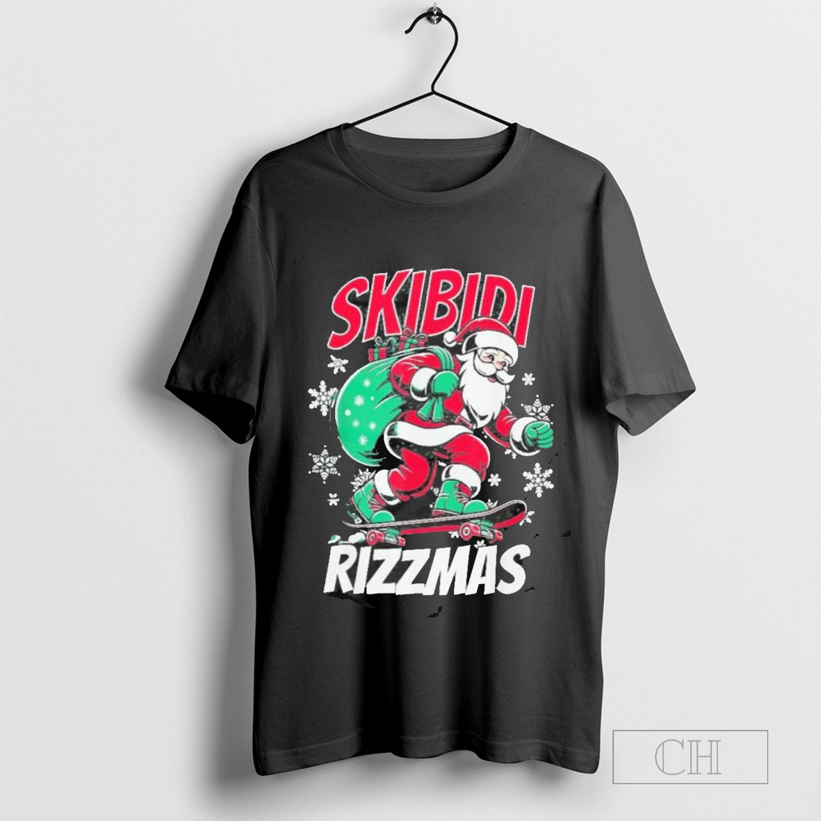 Skibidi Rizzmas Funny Santa Rizz Christmas Skater Santa Xmas T Shirt