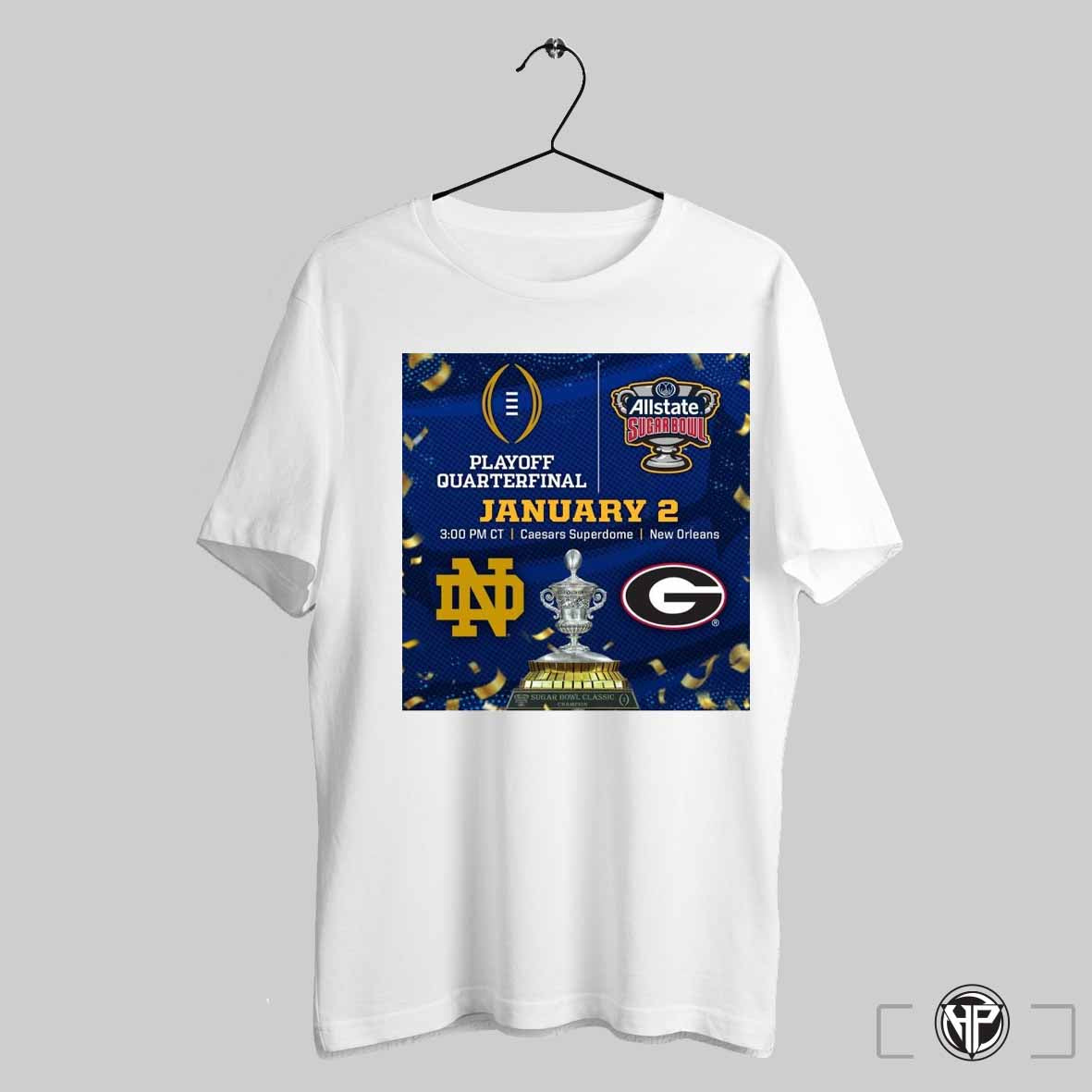 Poster Notre Dame Fighting Irish Vs Georgia Bulldogs Playoff Quarterfinal All State Sugar Bowl Football January 2 2025 Caesars Superdome New Orleans T