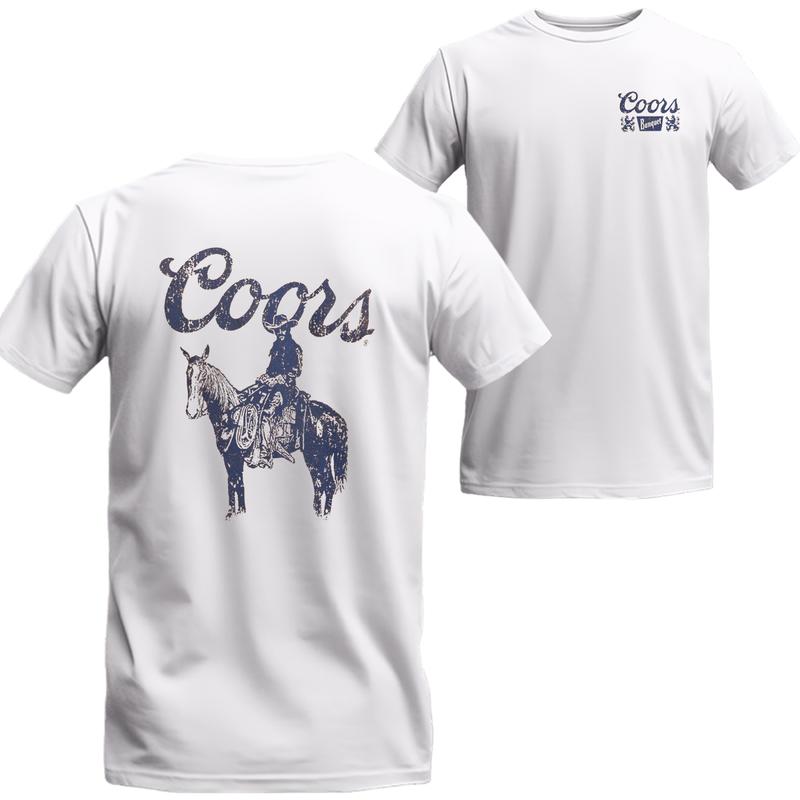 Coors Cowboy Print Front and Back Print T-Shirt, Gifts for Him, Unisex T-shirt For Men, For Women, Best choice