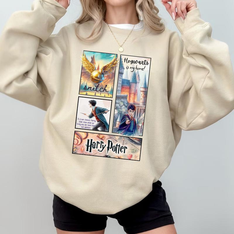 HP Hogwarts Is My Home Unisex Sweatshirt Hoodie Shirt Cotton Relaxed Fit, Hogwarts T-Shirt, Harry Tee