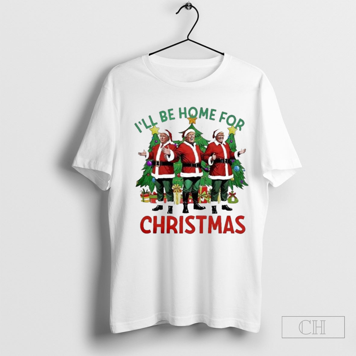 Santa Trump Xmas I’ll Be Home For Christmas Tree Unisex T-Shirt