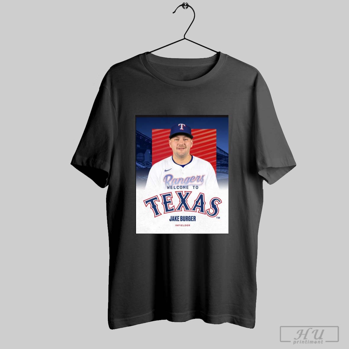 Poster Jake Burger From The Miami Marlins Welcome To Texas Rangers 2025 T Shirt