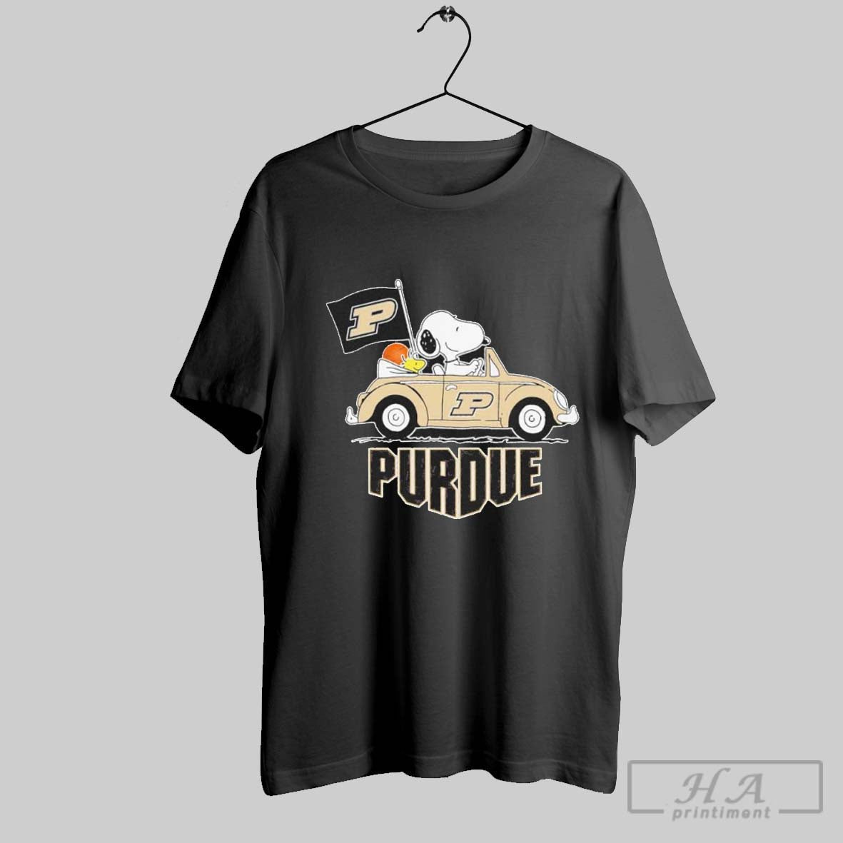 Snoopy And Woodstock Driving Car Purdue Boilermakers Flag 2025 T Shirt