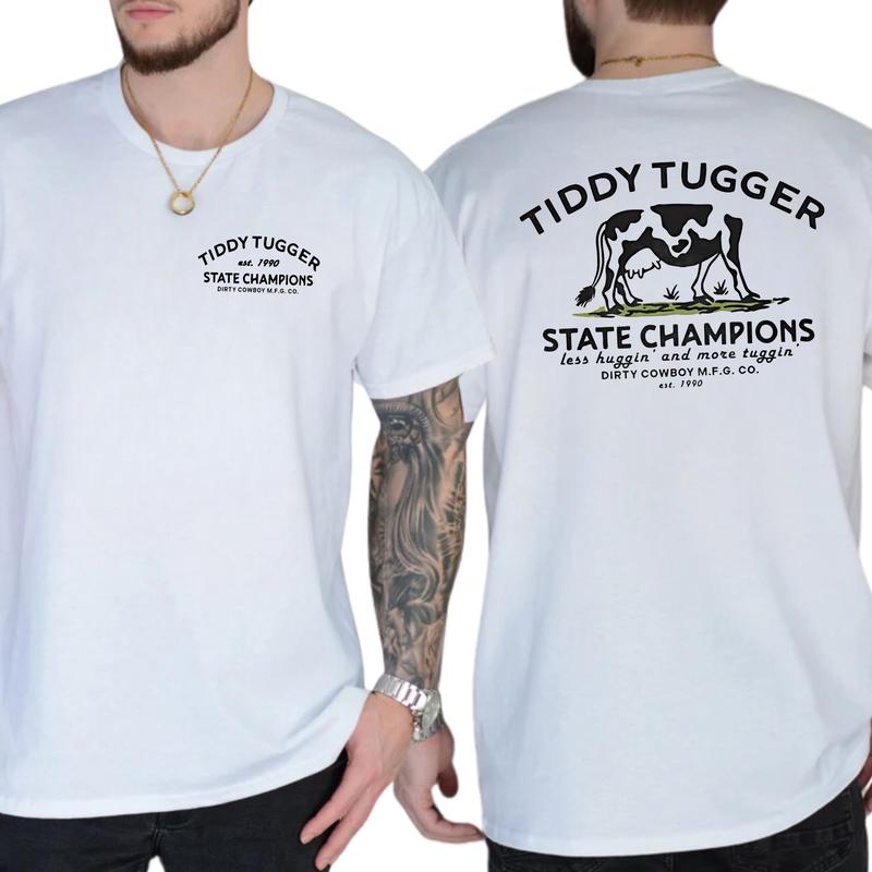 Vintage TIDDY TUGGER 1990 State Champions 2-Sided Shirt for Men, Men's Cowboy Tee, Cow Lover Gift Ideas, Classic Menswear, Soft Tshirt Cotton Tops