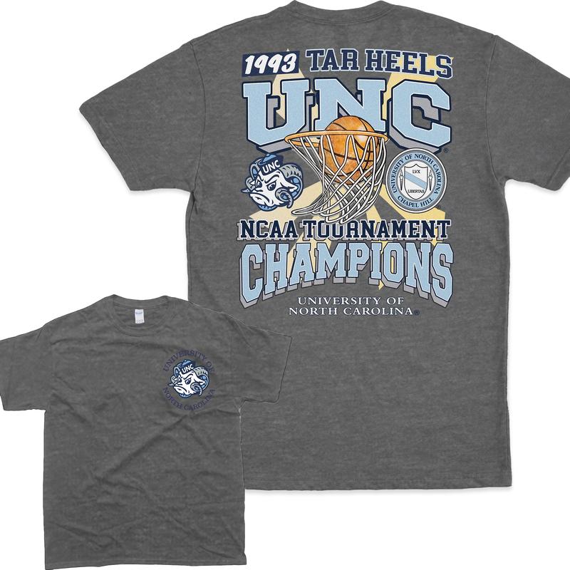 University Of North Carolina Tournament Heels 1993 champions UNC college 2 sided T-shirt, UnisexTshirt, For Men