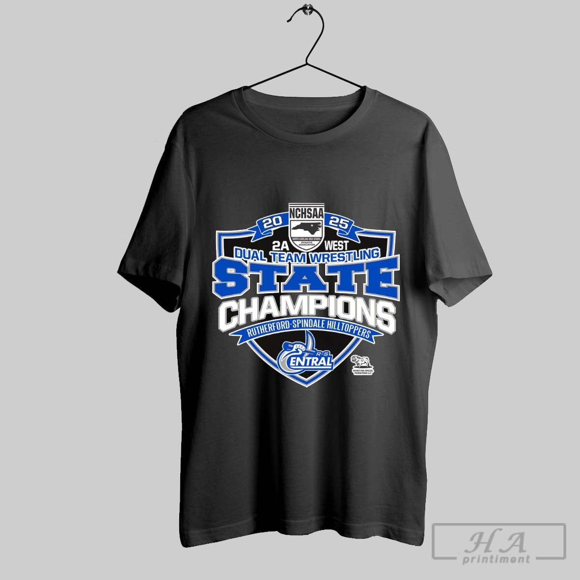 Rutherford Spindale Hilltoppers 2025 2a West Dual Team State Wrestling Champions T Shirt