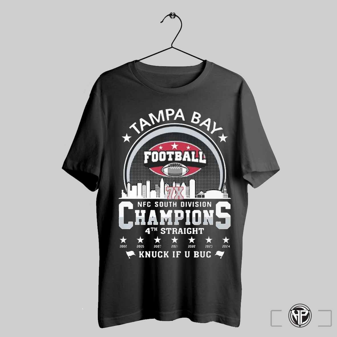 Tampa Bay Buccaneers Football 7x Nfc South Division Champions 4th Straight 2002 2024 Knuck If U Bug Skyline Shirt Trendy Sweatshirt