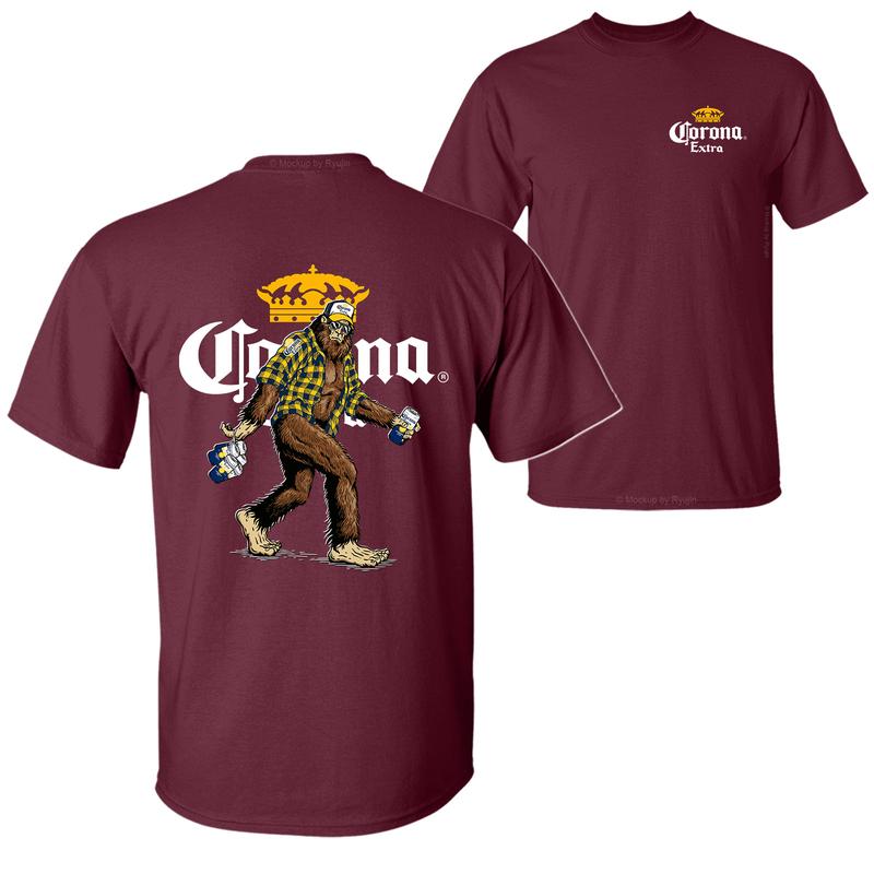Bigfoot Corona Extra T-shirt, Corona Extra Shirt, 2 Sided Graphic Printed Unisex Classic Comfort Cotton T-Shirts for Men for Women Menswear Top