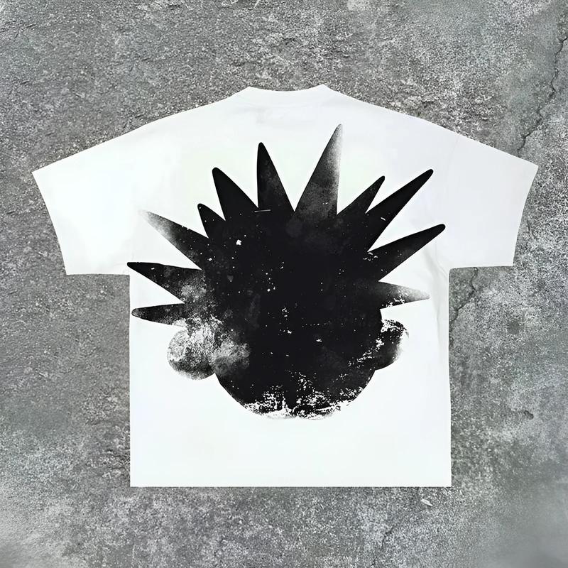 Y2K Graphic The Brain Explodes Print Short Sleeve T-Shirt TRENDY men graphic