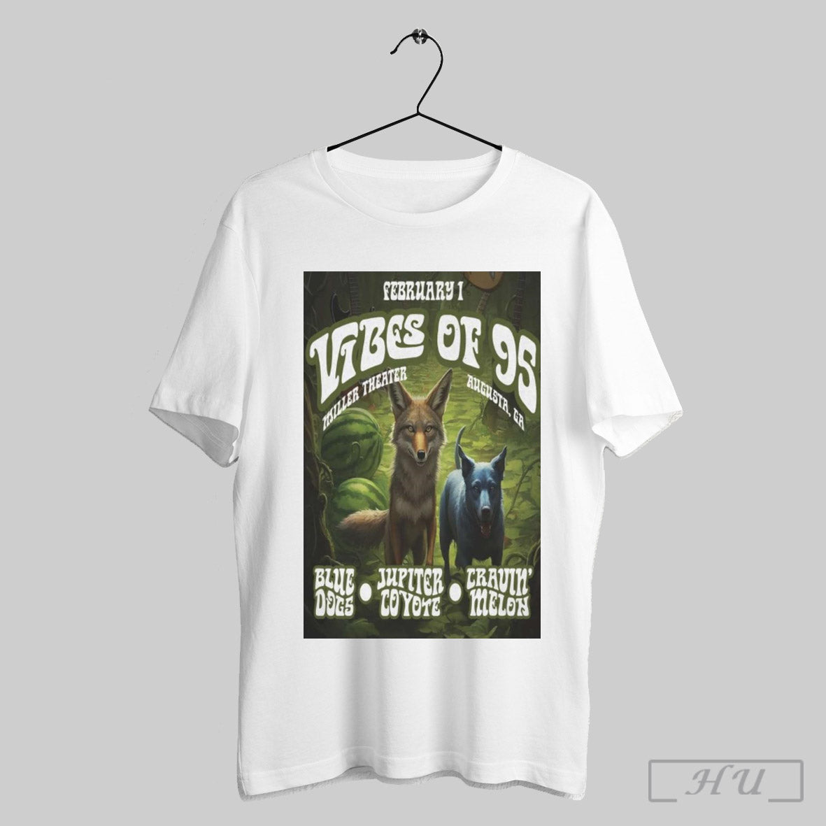 Poster Vibes Of 95 Miller Theater In Augusta Ga Feb 1 2025 Blue Does Jupiter Coyote Cravin Melon T Shirt