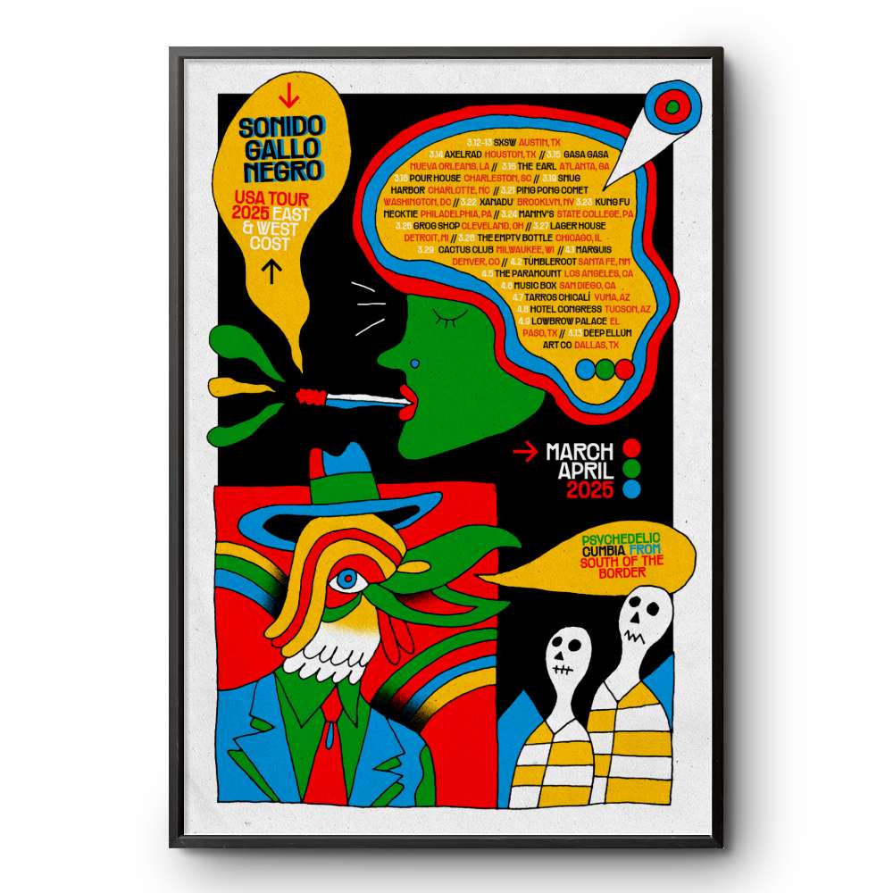 March & April 2025 Sonido Gallo Negro USA Tour Poster