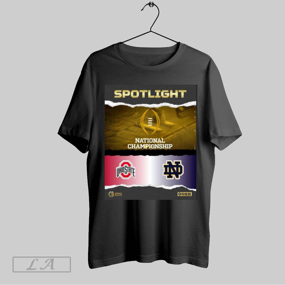 Poster Spotlight Cfp National Championship Ohio State Buckeyes Vs Notre Dame Fighting Irish Bowl Season 2025 T Shirt