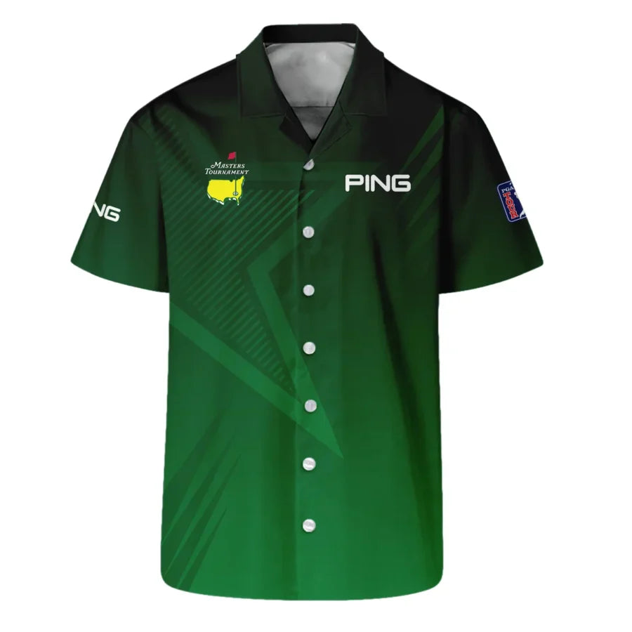 Ping Masters Tournament Hawaiian Shirt Dark Green Gradient Star Pattern Golf Sports Oversized Hawaii