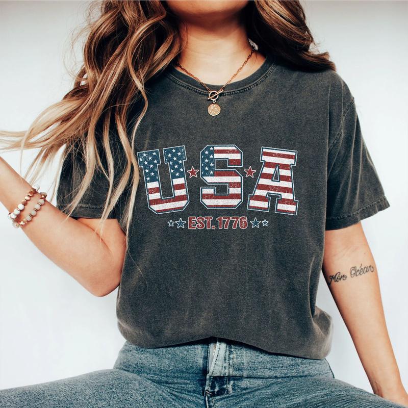 Retro USA Est 1776 Shirt, America T-Shirt, Retro USA T-shirt, 4th of July, 4th of July T-Shirt, Shirt For Women, Gift For Independence Day, Freedom Sh