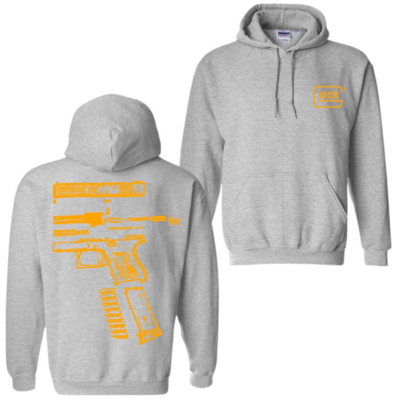 In Glock We Trust Black Hoodie with Multicolor Design - Classic Fit - Unisex - 50/50 Cotton/Polyester , Love