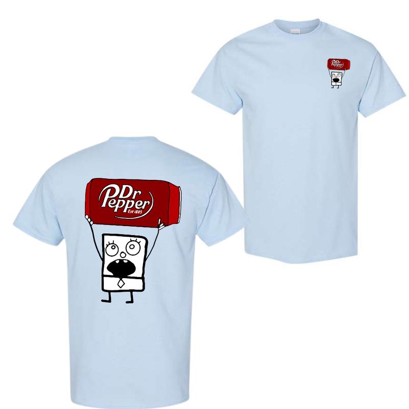 Dr Pepper Doodlebob T-shirt, Doodlebob Shirt, Dr Pepper Shirt, Double Sided Graphic Printed Unisex Classic Comfort Cotton T-Shirts in all Sizes all Co