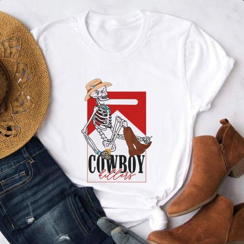 Cowboy Killers Graphic T-Shirt Country Girl Tee, Vintage Tee, Boho Shirt Skeleton Cowboy marlboro shirt funny skeleton T-shirt, sweater and Hoodie c