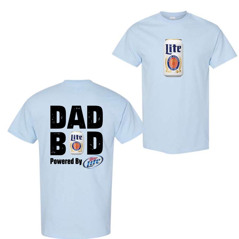 Dad BOD Powered by Miller Lite T-Shirt Top Cotton, Trendy T-Shirt For Men For Women