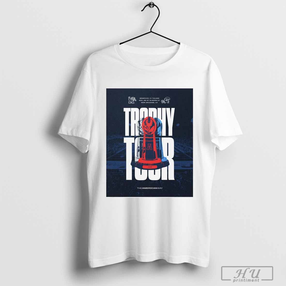 Poster Trophy Tour Memphis Tigers vs. Tulane Green Wave November 28 At New Orleans LA T-shirt