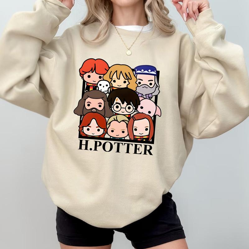 HP Cute Characters At Hogwarts Unisex Sweatshirt Hoodie Shirt Cotton Relaxed Fit potterhead gift