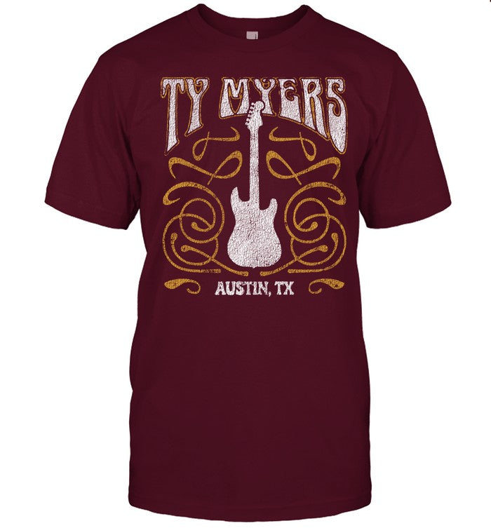 2025 T Shirt Ty Myers Red Guitar Austin TX_1