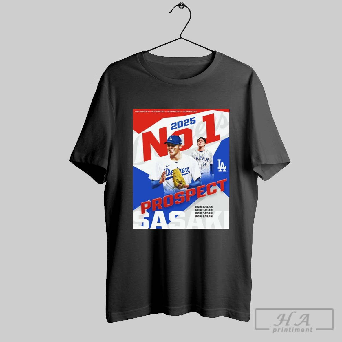Roki Sasaki Los Angeles Dodgers Football 2025 No 1 Prospect Mlb Poster T Shirts